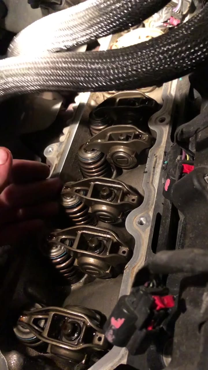 GM Gen V LT valvetrain with the valve cover removed